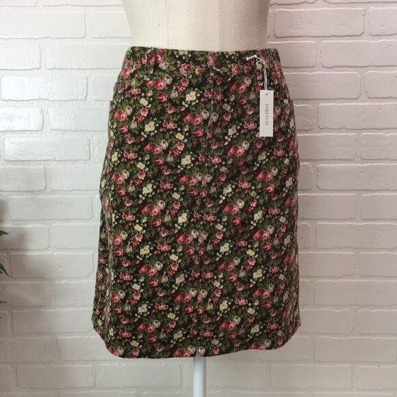 Jones New York Sport Corduroy Floral Skirt